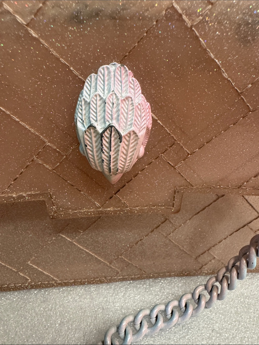 Kurt Geiger London Mini Kensington Jelly crossbody bag in pink glitter - Picture 2 of 8